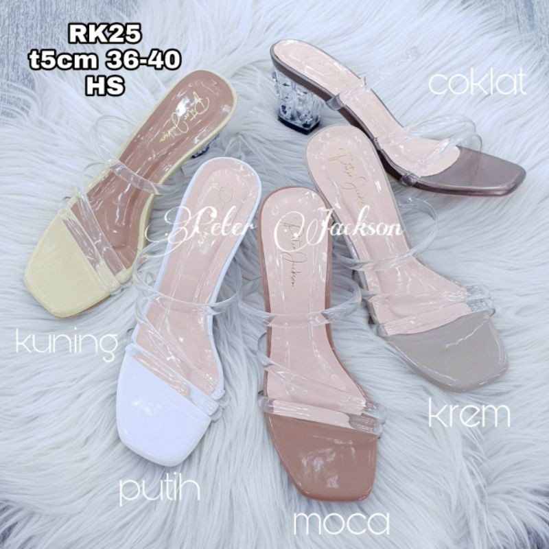 PETER JACKSON Sandal Wanita Heels Hak Kaca 5cm Tali Jelly