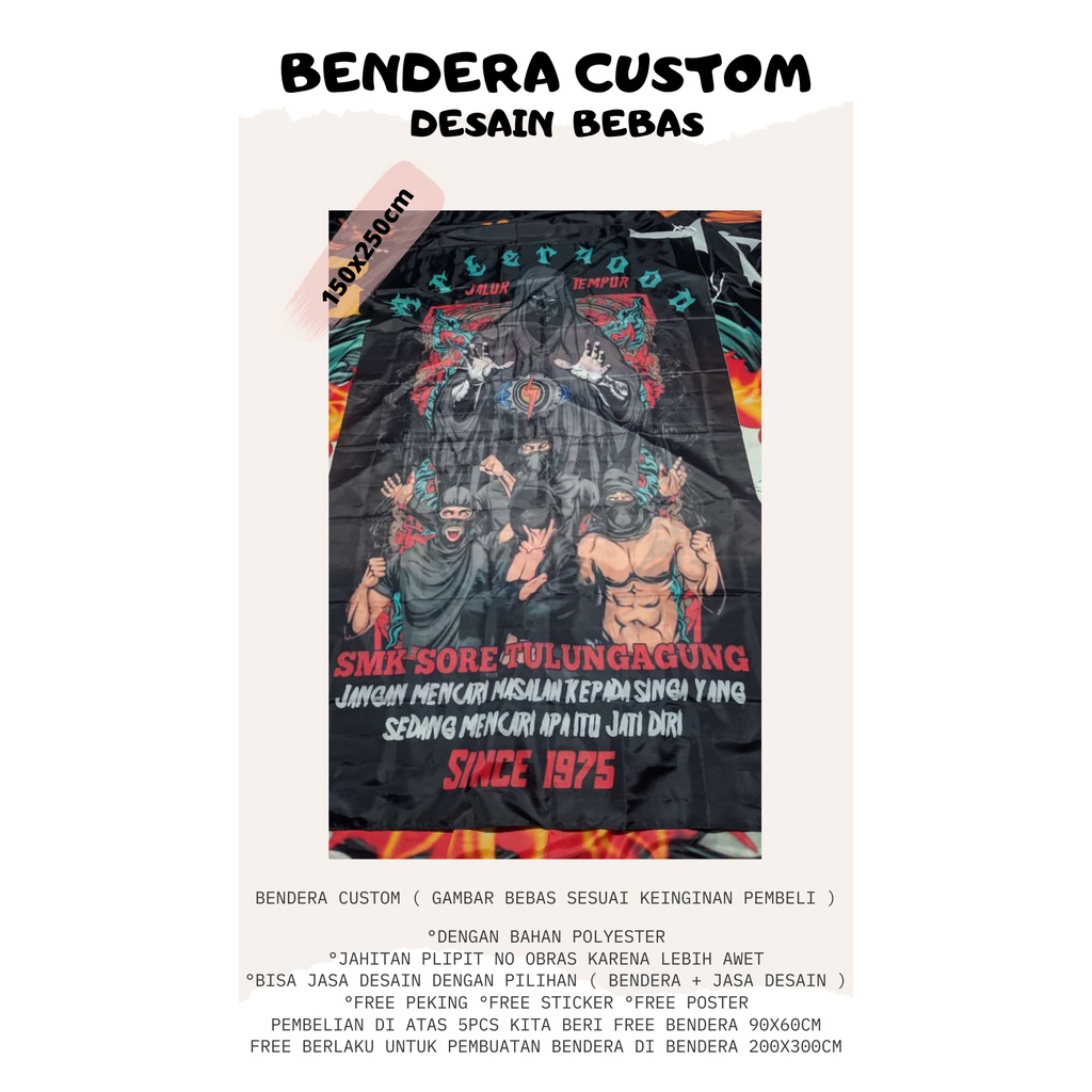 Bendera (Giant Flag) Custom Uk 150x250cm