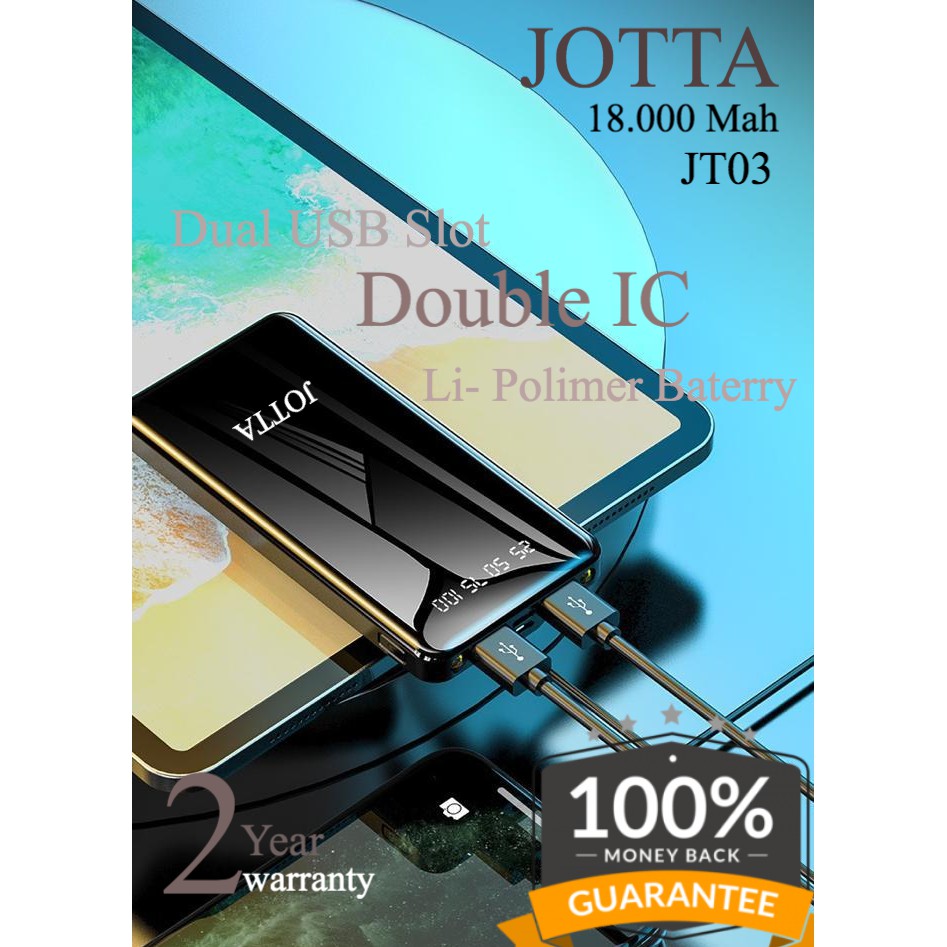 Powerbank JOTTA JT03 Model Slim kapasitas 18.000 Mah Original Garansi 2 Tahun.