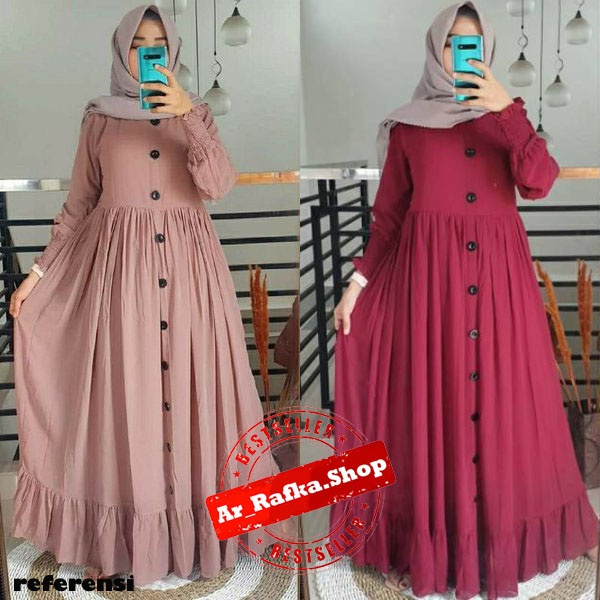 Plain Dress / Size M L XL XXL / Maxy Dress / Maxi Dress / Bisa COD / Gamis Kancing / Busui Wanita AL