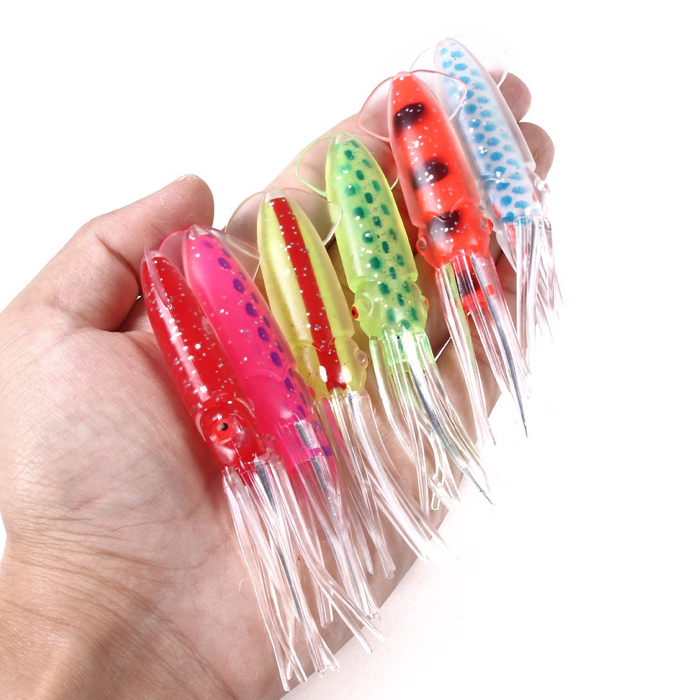 Hengjia 6Pcs/Pack Umpan Pancing Softlure Bentuk Cumi-Cumi 10CM 6 Warna Luminous Untuk Air Tawar / Asin