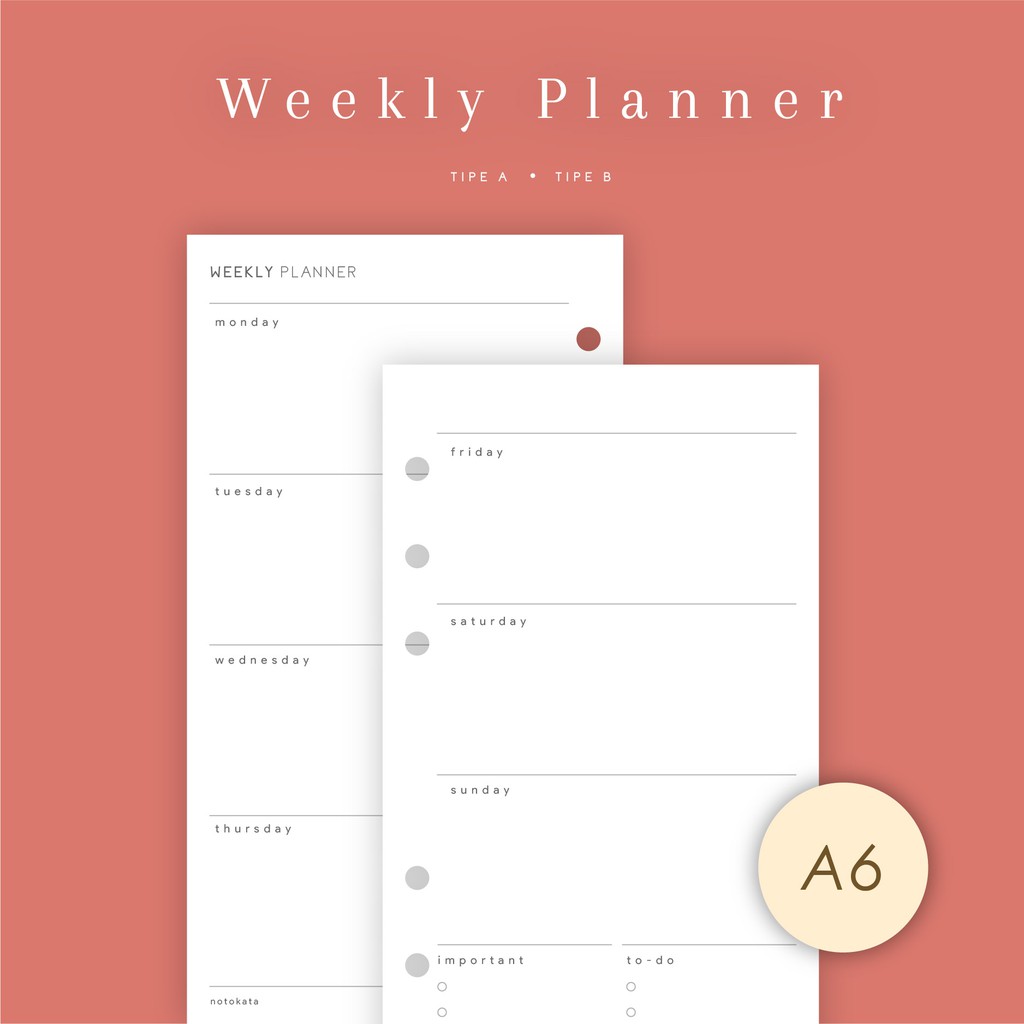 

A6 - Loose Leaf Weekly Planner by Notokata - 3005