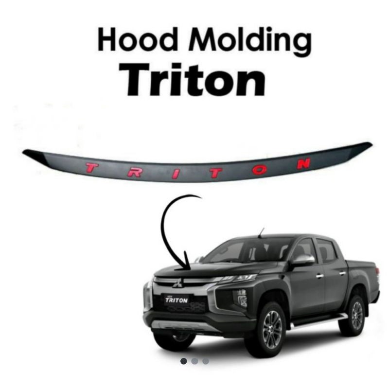 hood molding / list kap mesin all new Triton 2019 hitam emboss merah