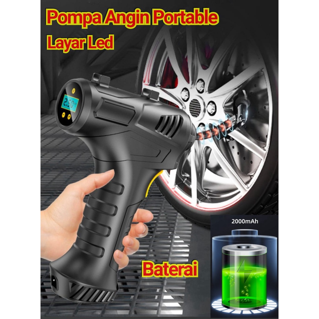 MESIN POMPA ANGIN  CORDLESS TIRE INFLATOR KOMPRESOR PORTABLE / POMPA MINI AIR MOBIL DAN MOTOR / Pompa