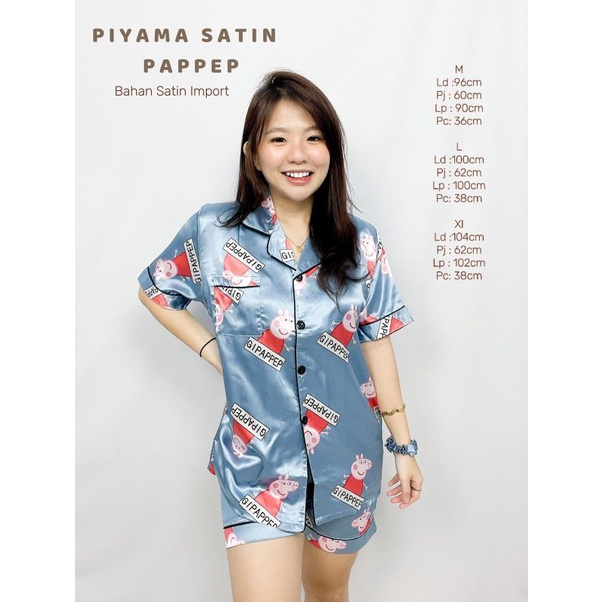 MDLV ~ Piyama Satin Pappep HP Set Piyama Satin Celana Pendek Import