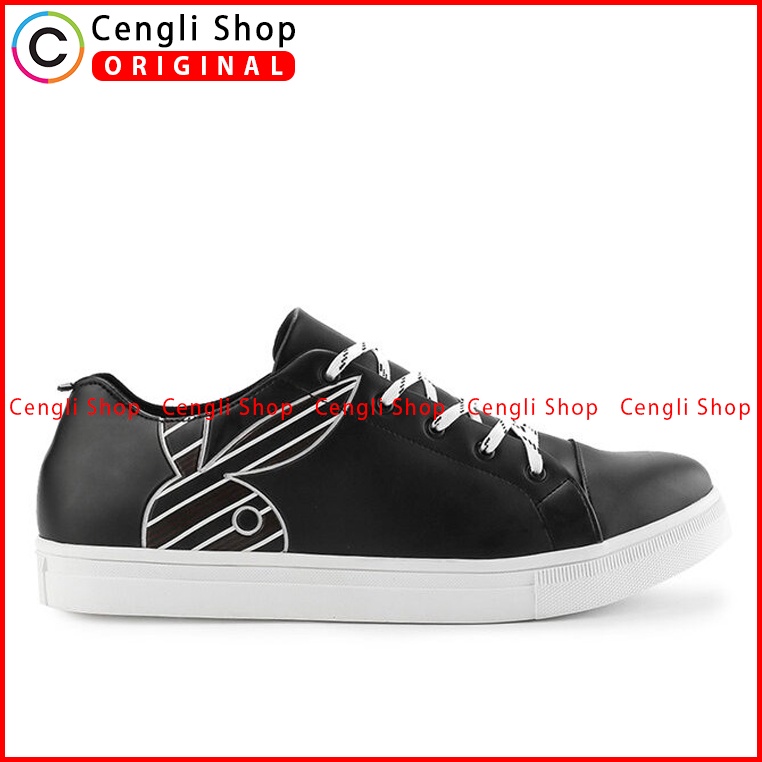 SEPATU SNEAKER PLAYBOY PRIA ORIGINAL CASUAL KETS BRANDED HITAM PL53