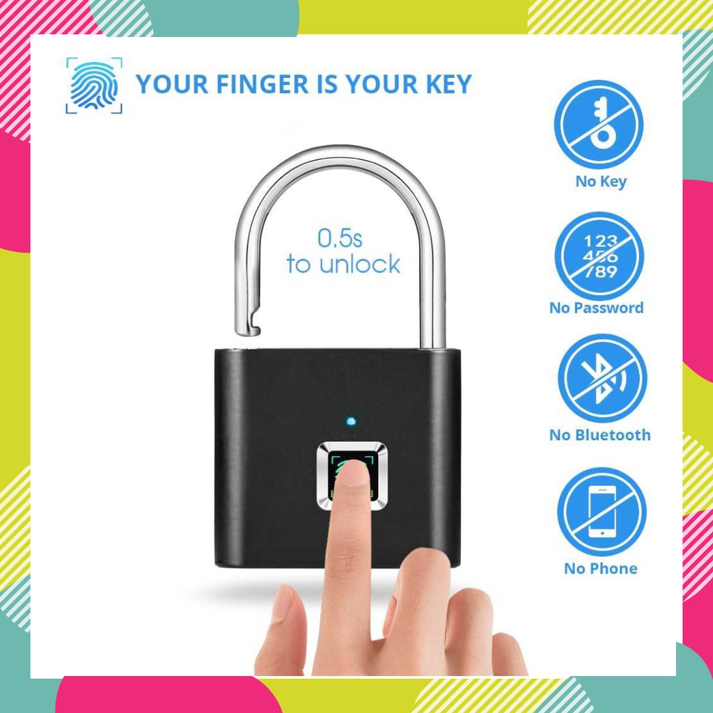 Kunci Gembok Rumah Koper Anti Maling Smart Fingerprint