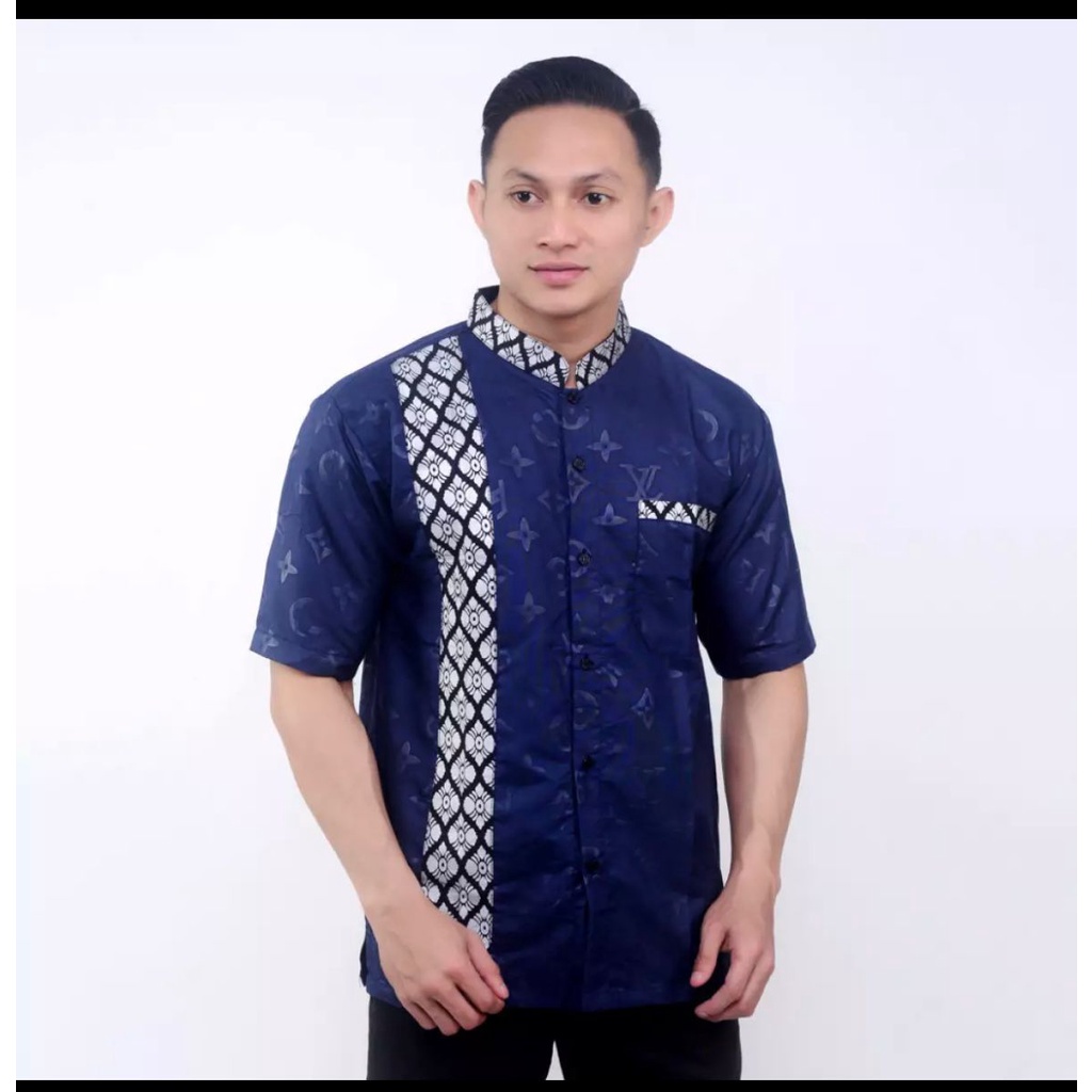 Kemeja Kokoh Erlangga / Baju Kokoh kombinasi Batik / Baju Muslim Pria Lebaran