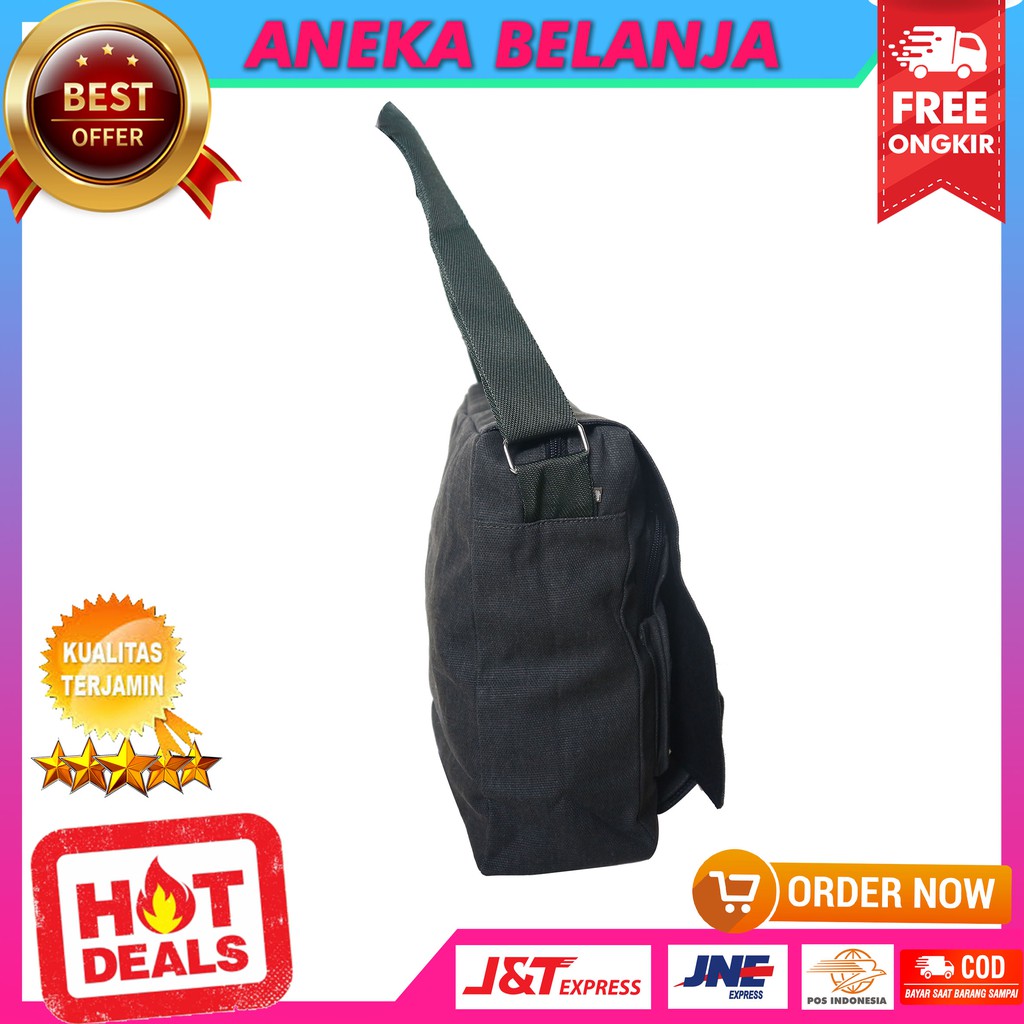 New Arrival Tas Selempang Khusus Cowok Model Kanvas Hijau Fashionable Tas Multifungsi Kuat Awet Gaul