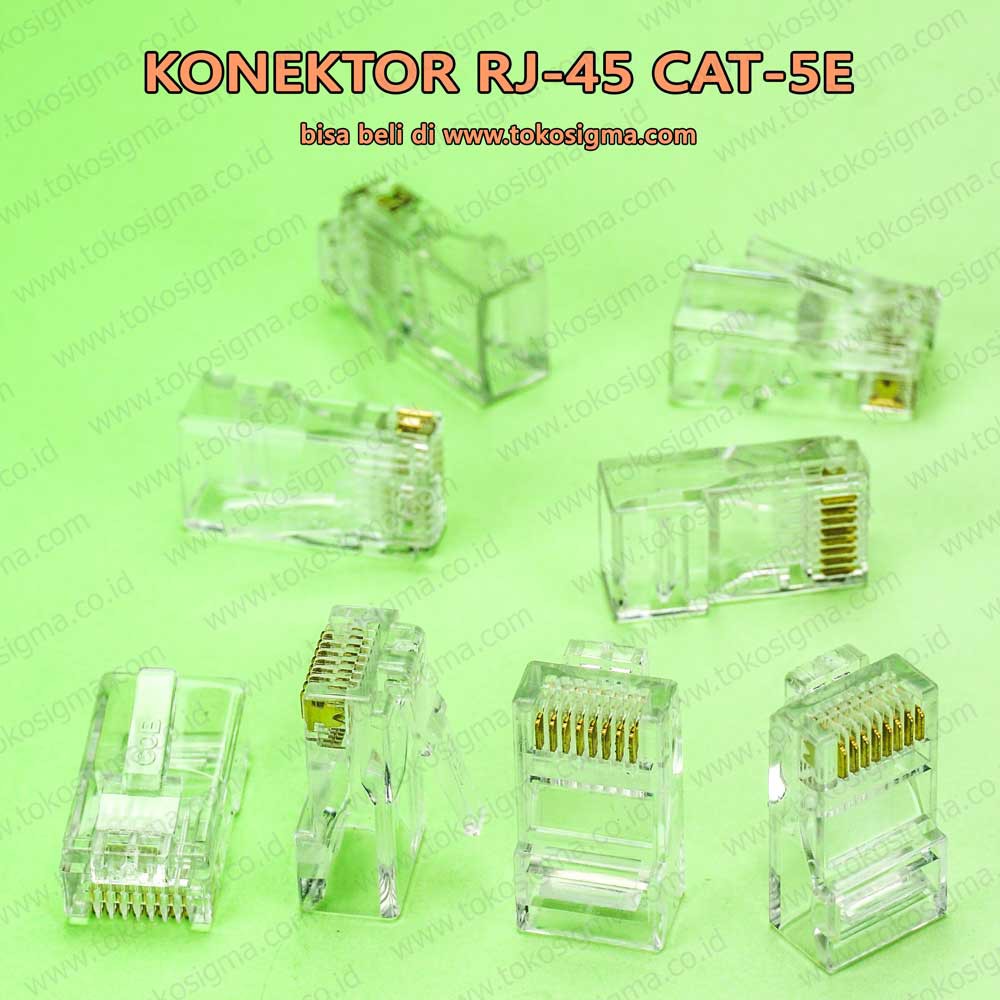 KONEKTOR PLUG KEPALA JACK JEK RJ45 RJ-45 UTP cat5e cat 5e LAN isi 100 pcs