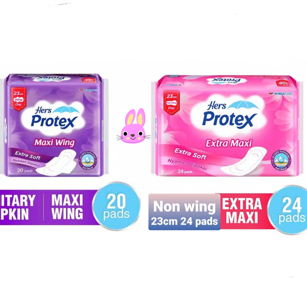 PROTEX hers Day maxi wing 23cm 20 pads Nonwing 24 pads pembalut soft kewanitaan (no.214)