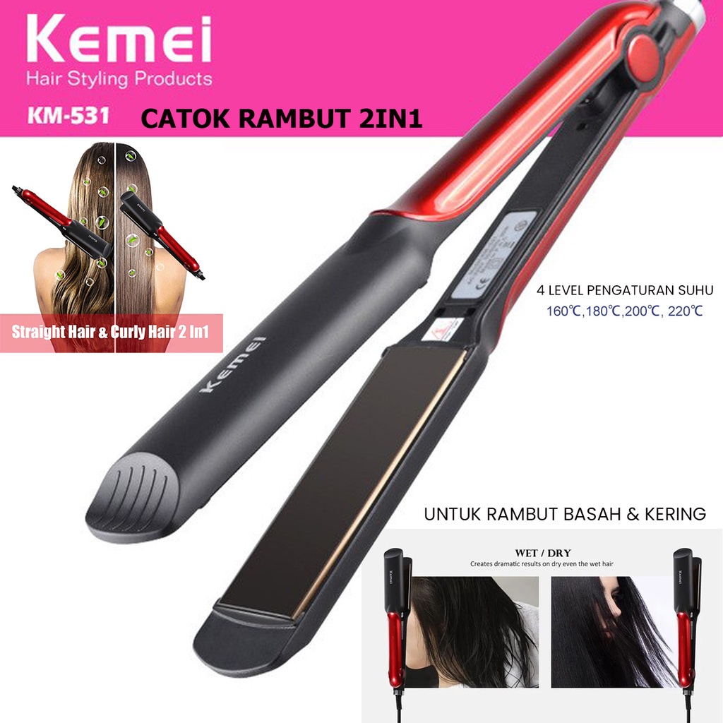 Alat Catok Catokan Pelurus dan Keriting Rambut Panas dalam 15 Detik / Catokan Rambut Basah Kering Plat Ceramic Tourmaline