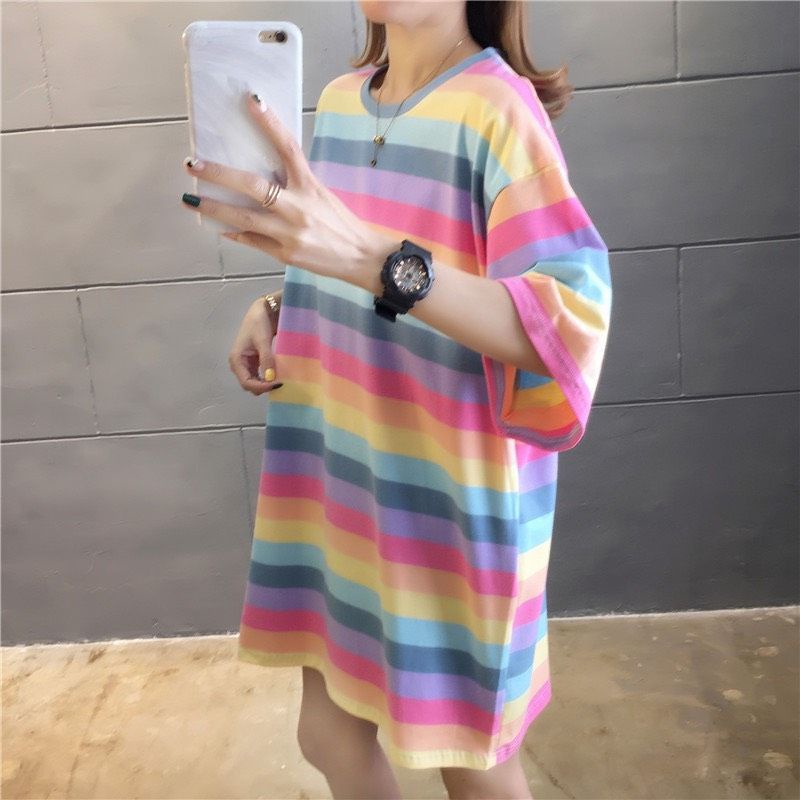 MDLV 5008 LEMON OVERSIZE TEE KAOS OVERSIZE ATASAN RAINBOW KAOS CEWEK ATASAN OVERSIZE FASHION IMPORT