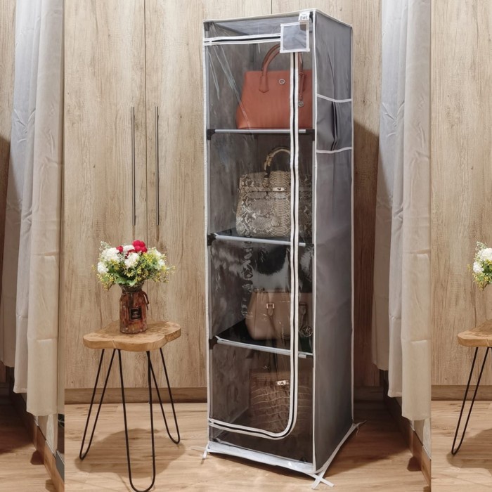 Rak Sepatu polos Lipat Transparan terbaru COD jumbo besar P3I0 gantung Layer Tebal kayu tertutup Ker