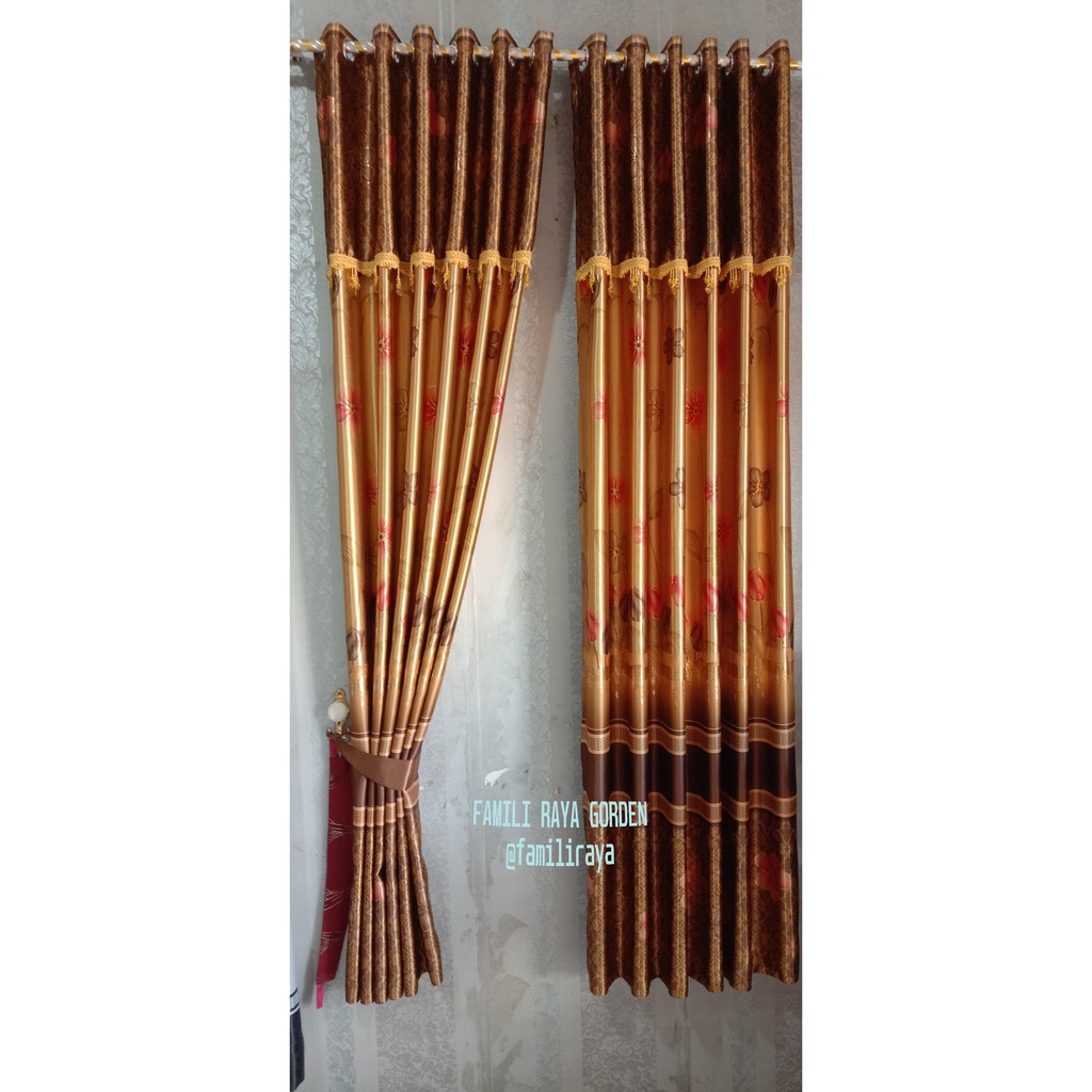 Gorden Jendela & Pintu Blackout Minimalis Motif Mawar Tulip