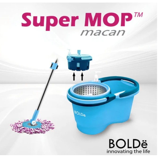 Alat Pel Lantai Super Mop Bolde Macan Saringan Pengering Bisa Dilepas