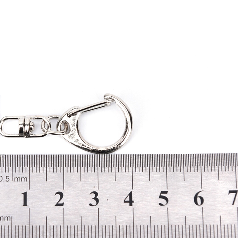10pcs Gantungan Kunci Split Ring Pendek Warna Silver Polished