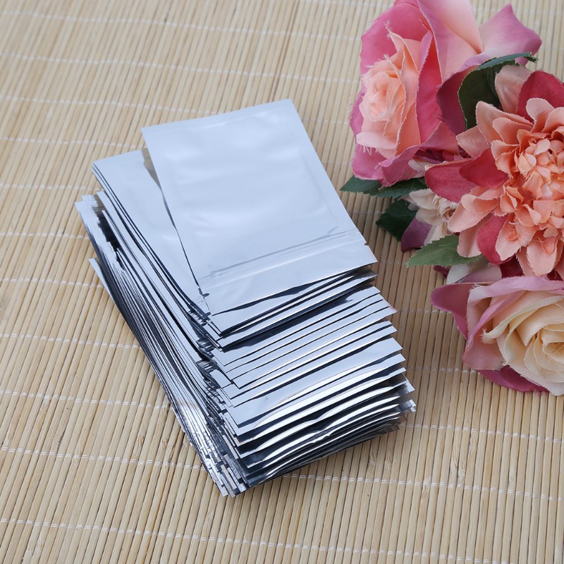 CRE  50 Pcs 7x13cm Silver Aluminum Foil Mylar Recloeable Ziplock Bag Front Clear Leak Proof