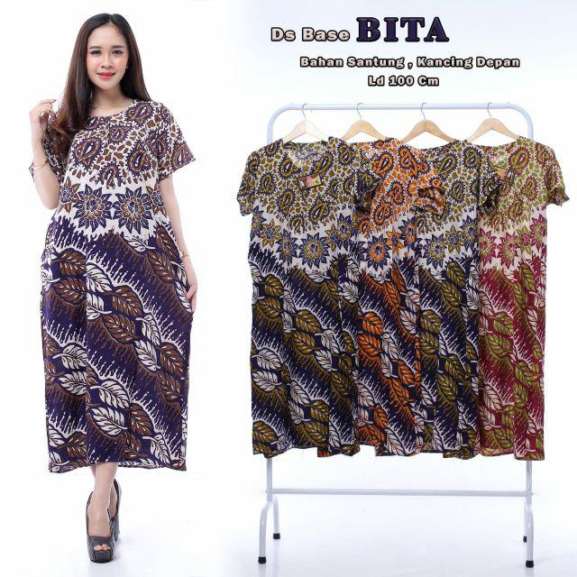Daster Kencana Ungu Batik - Motif Abstrak - Leher Kancing - Busui - Bumil - Centini Hitput-11