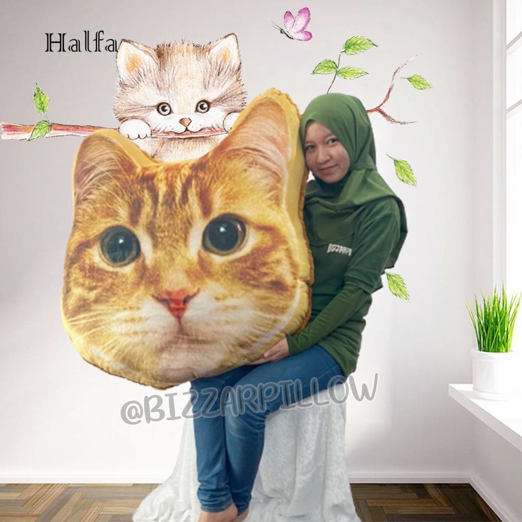 Bizzarpillow Bantal Kepala Kucing Rasfur size XL BZ056