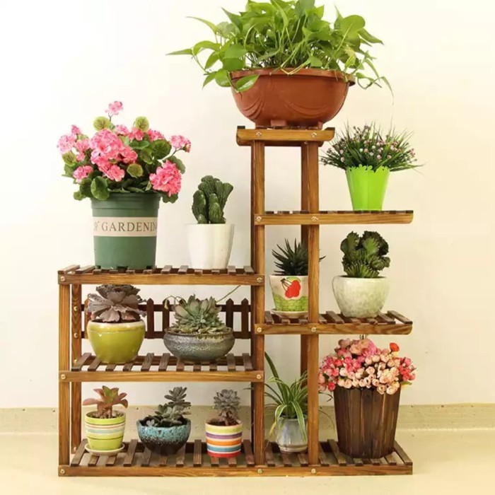 RAK BUNGA MINIMALIS BAHAN KAYU JATI