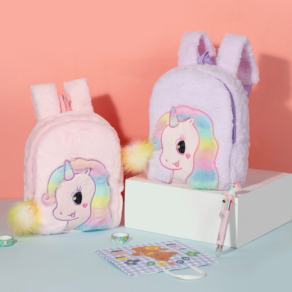 Tas Ransel Unicorn fluffy Backpack bulu unicorn Anak Paud Tk kekinian Tas sekolah anak Perempuan paud tk tas jalan anak perempuan import berkualitas Tas Blingberry import tas blingberry grosir