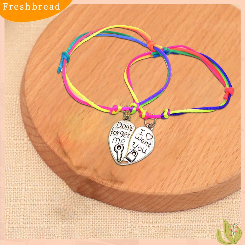 ?Fresh?? 2Pcs Gelang Tangan Wanita Model Kembaran Liontin Hati Ukiran Huruf Best Friends