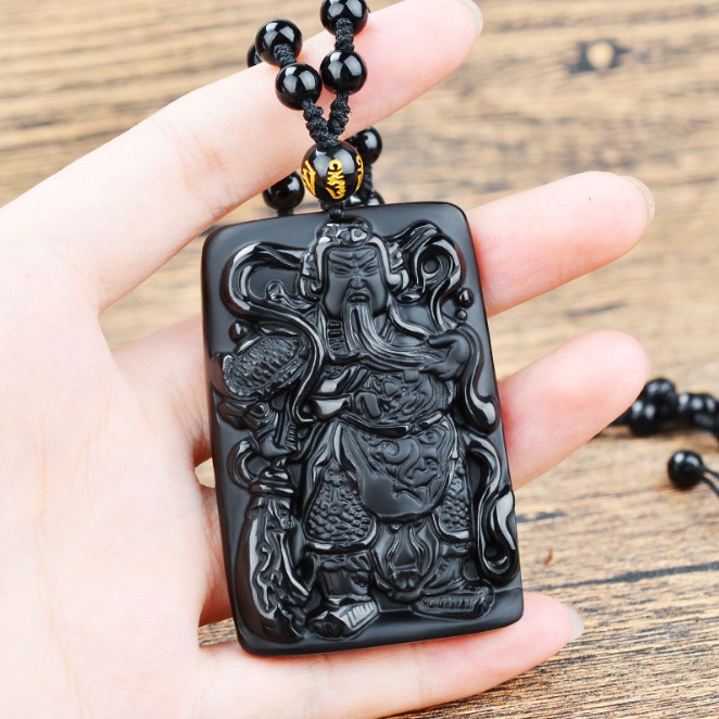 Kalung Perhiasan Natural Batu Obsidian Black Guanyu