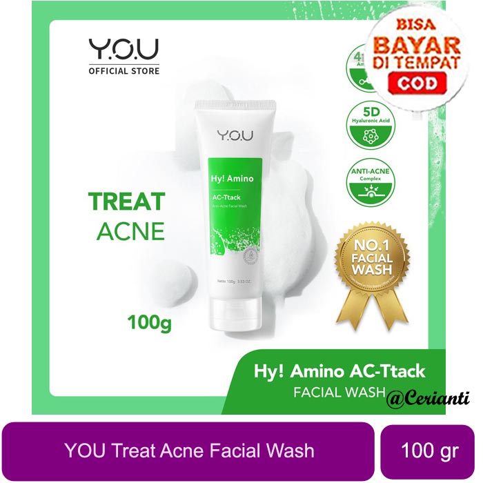 [PENCUCI WAJAH ANTI JERAWAT] [100GR] [BPOM] YOU Hy! Amino Anti Acne Facial Wash Sabun Cuci Muka Acnes Facial Wash Bekas Jerawat