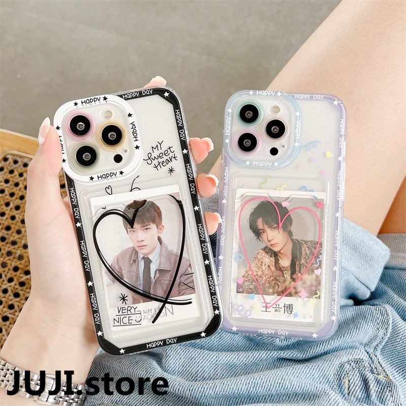 Casing Soft Case TPU Motif Hati Untuk IPhone 14 13 11 Pro Max 8 7 Plus X XS XR