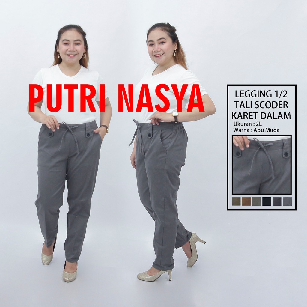 Celana jumbo legging 1/2 tali scoder karet / celana big size / celana formal / celana wanita jumbo