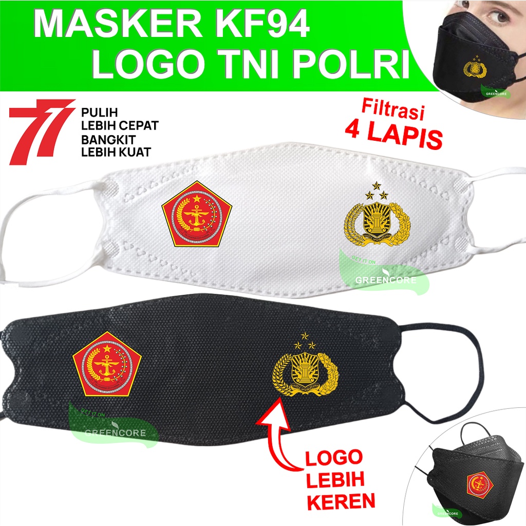 Masker tni polri terbaru polisi tentara militer pdl kf94 4 ply lapis 3d logo convex model evo keseha