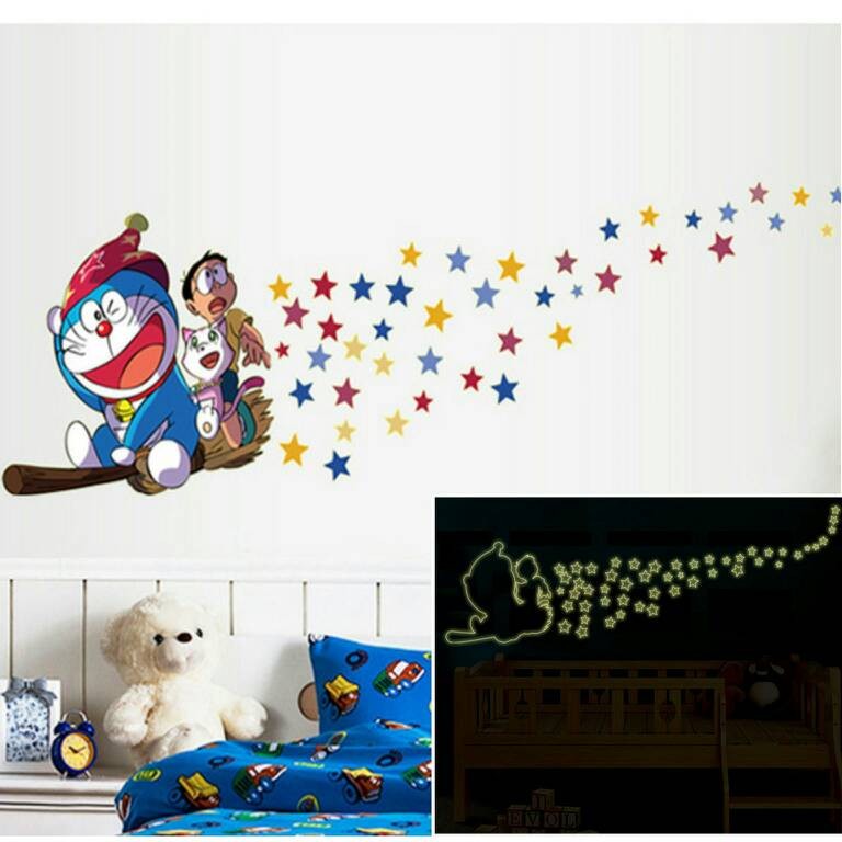 Jual WPSBGS ABQ9623 DORAEMON wall sticker wall stiker trans glow 60x90