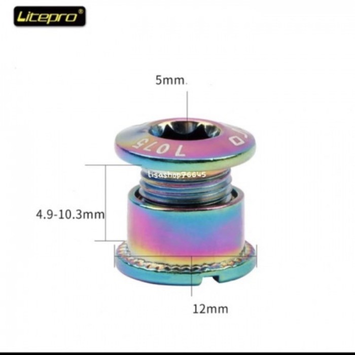 1 pcs Baut chainring LITEPRO pelangi Rainbow bolt nut chainring crank