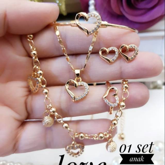 Xuping set perhiasan anak lapis emas 24k 2428j