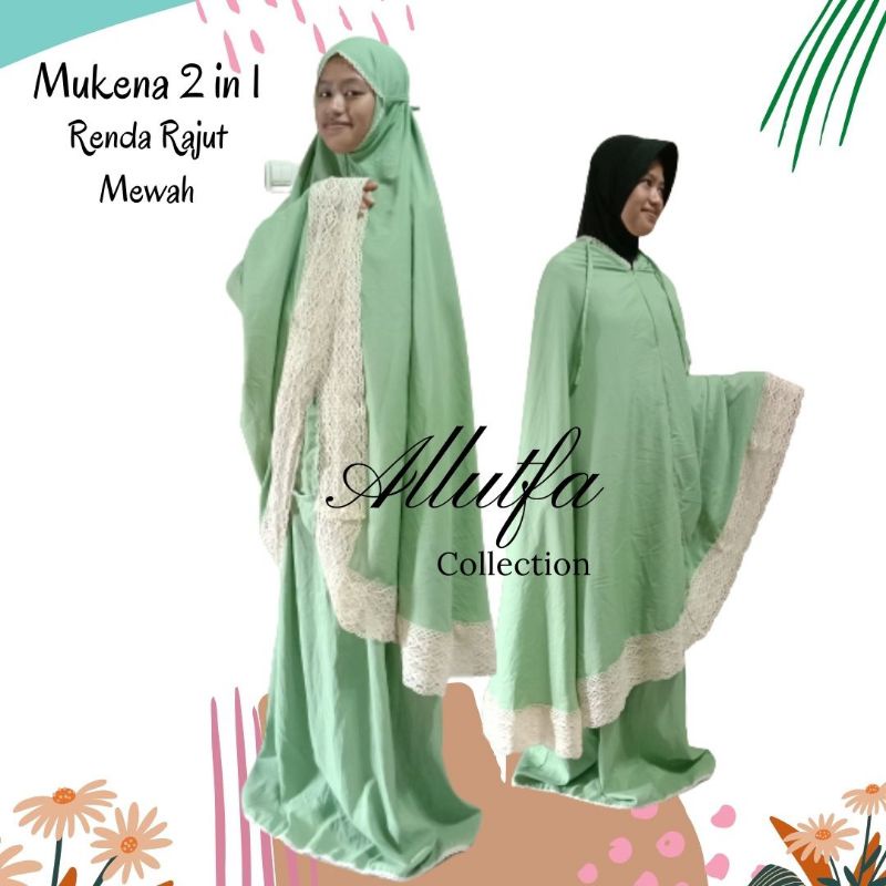 mukena 2 in 1 ponco katun mikro renda rajut jumbo