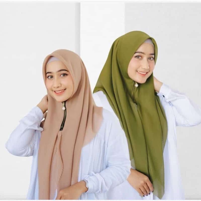 0HIJAB INSTAN ZIPPER HIJAB SEGIEMPAT INSTAN ZIPPER POLOS/HIJAB RESLETING
