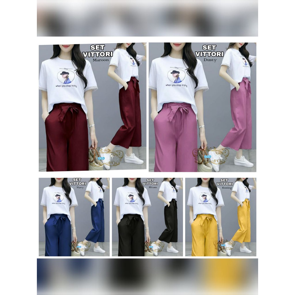Set vittori/setelan wanita/setelan celana panjang/setelan modis/setelan blus wanita/setelan blus cew