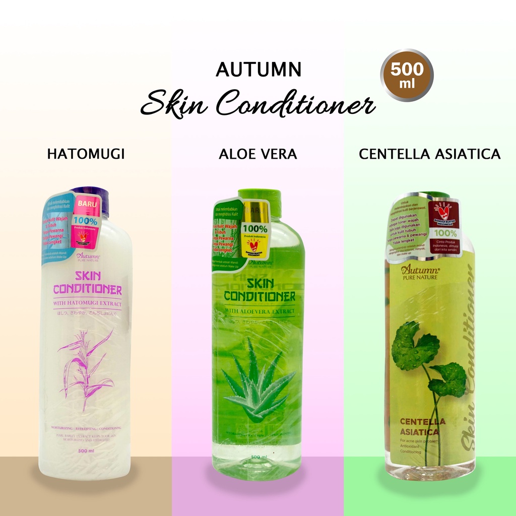 Autumn Toner Hatomugi Extract Aloevera Skin Coditioner Centella Asiatica 500ml Toner Wajah - Free Botol Spray