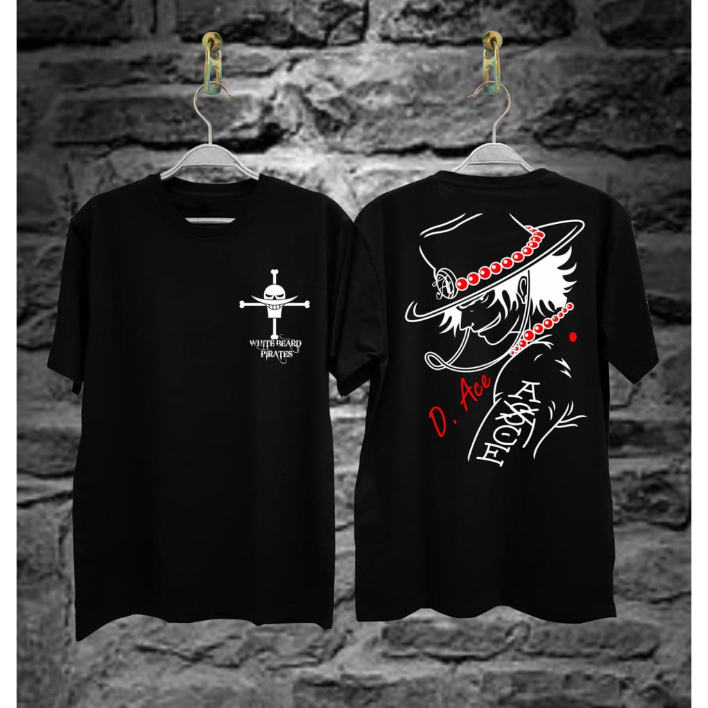 Baju Kaos Tshirt Pria Terbaru Ace Wajah Hitam Samurai Jepang Distro Lengan Pendek Motif Sablon Berga