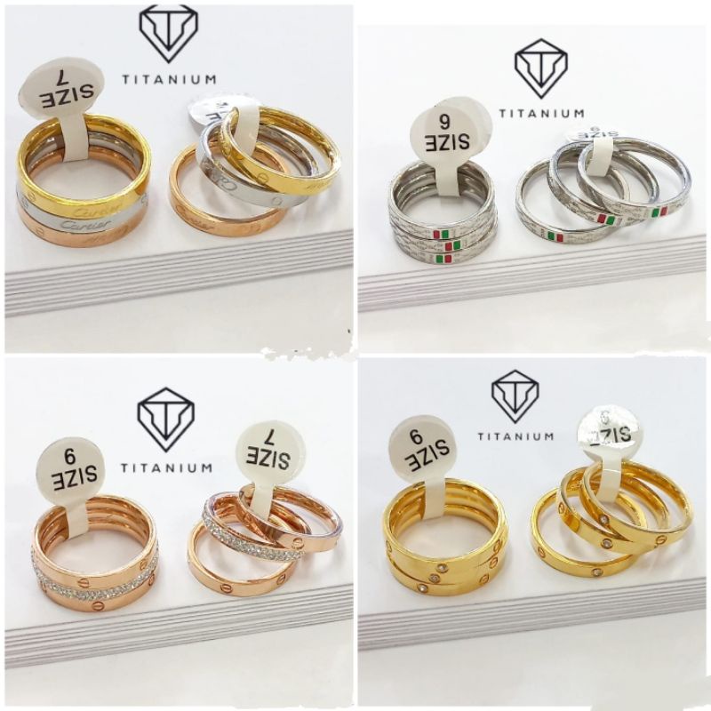 (CN003) Cincin 3 Set Wanita Motif