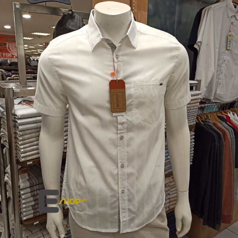 Watchout WS513670002 Pakaian Pria Kemeja Lengan Pendek Putih Polos