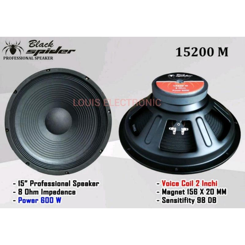 Speaker Woofer Black Spider 15200 M 15 Inch ORI Komponen Black Spider