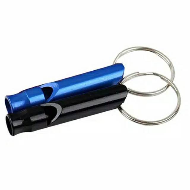 Gantungan Kunci Peluit Survival Whistle Emergency Camping Alumunium - Hitam