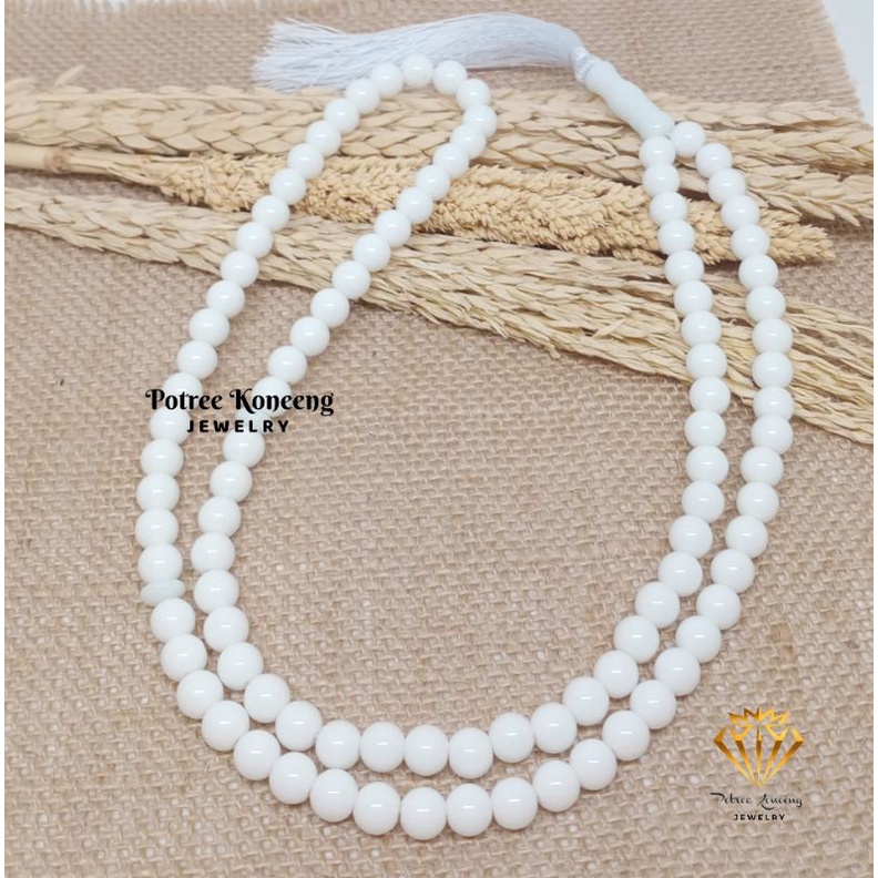 TASBIH BATU NATURAL GIOK PUTIH SALJU 99 BUTIR