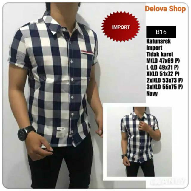 KEMEJA/HEM KERJA PRIA MOTIF KOTAK (B16) KEMEJA LAKI KOTAK2 KEMEJA CASUAL KEMEJA FORMAL LENGAN PENDEK