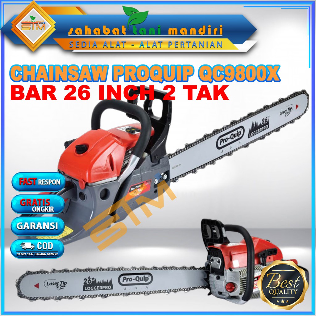 Gergaji Mesin Chainsaw Proquip QC9800X Bar 26 Inch Mesin Potong Kayu 2 Tak