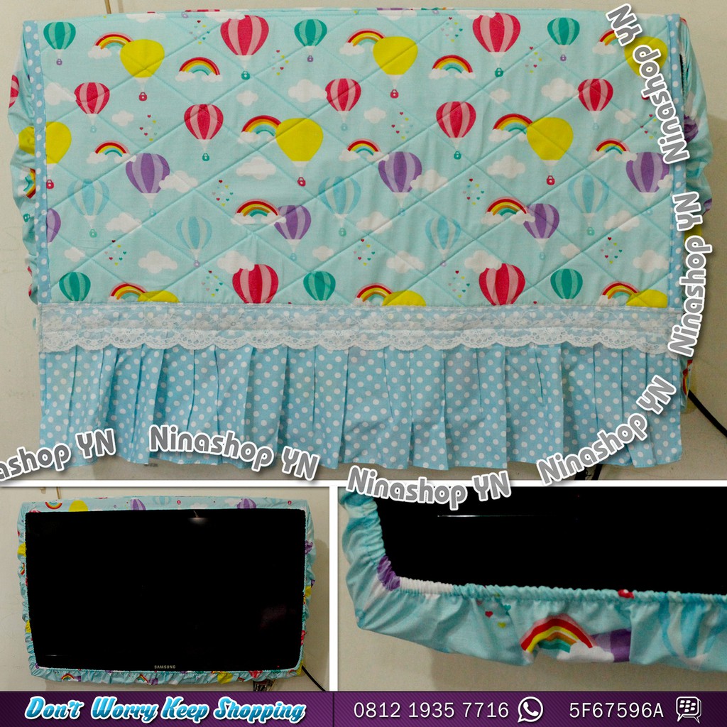 COVER TV,BANDO TV,TUTUP TV LED BALON MODEL REMPEL RENDA KOMBINASI