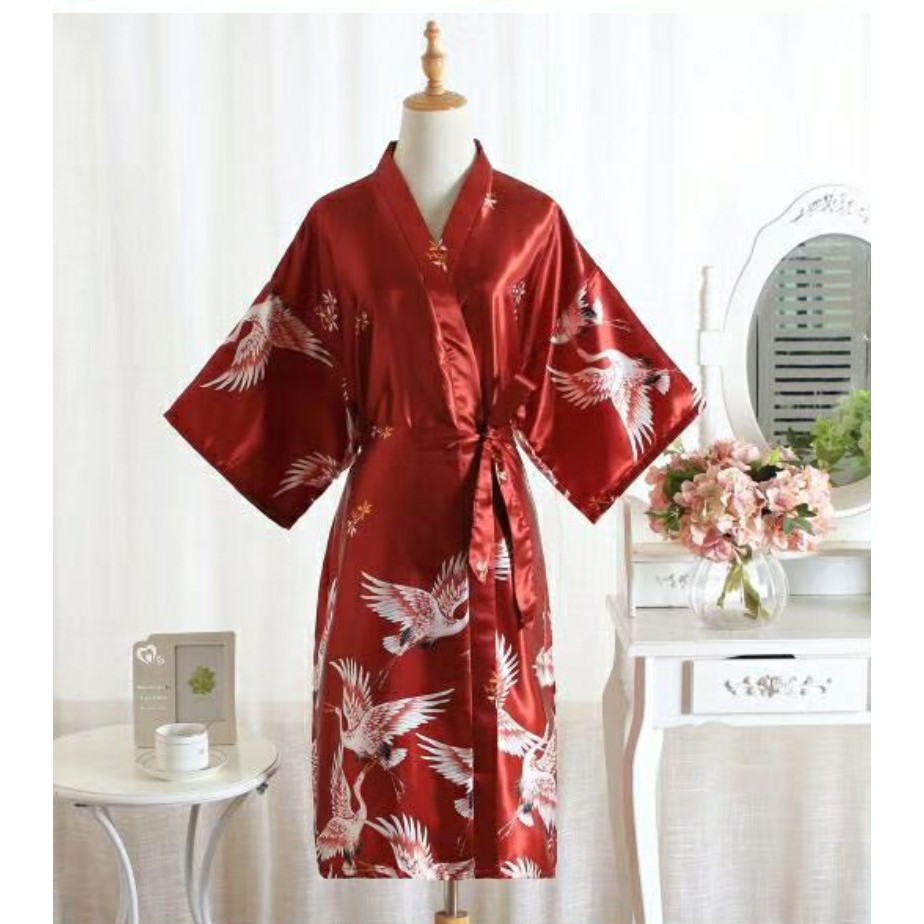 Baju Tidur Kimono Wedding Satin 02 Wanita Women Silk Korea Jepang Fashion Piyama Mewah Elegan