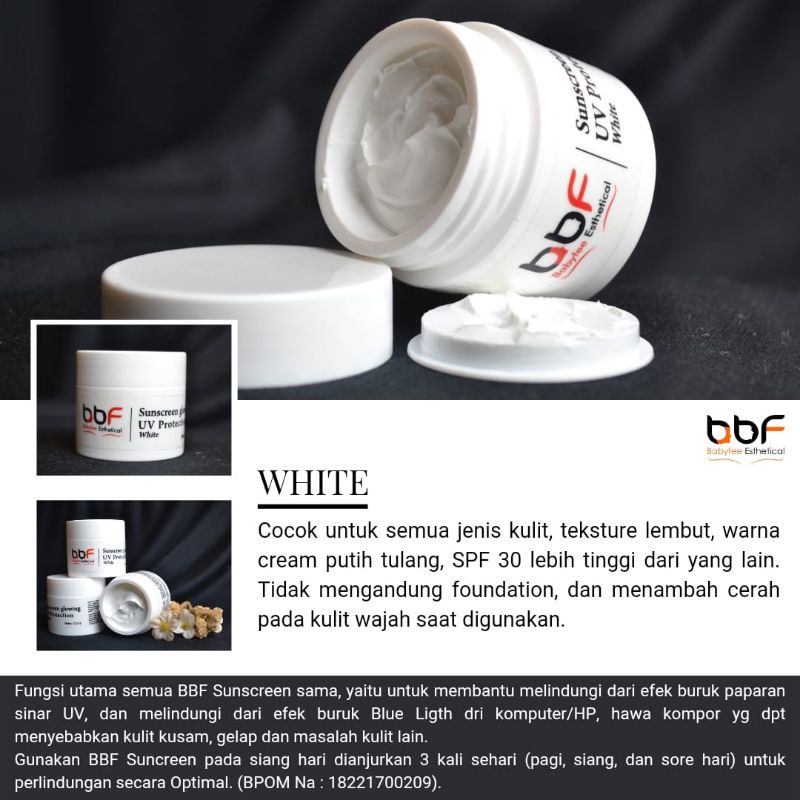 Sunscreen BBF Sunblock Krim Cream Siang Original Skincare Glowing SPF30 White